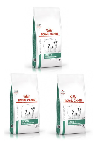 Kit 3 Unidades Ração Para Cães Satiety Small Dog 1,5kg Royal