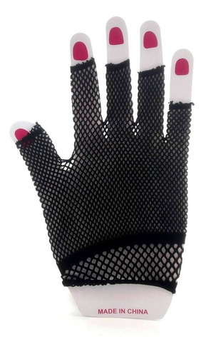 Imagen 5 de 8 de Guantes Mitones De Red Dedos Cortados Negros Por Par