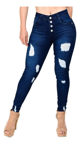 Pantalon De Mezclilla De Dama Corte Colombiano Itzi Jeans 01