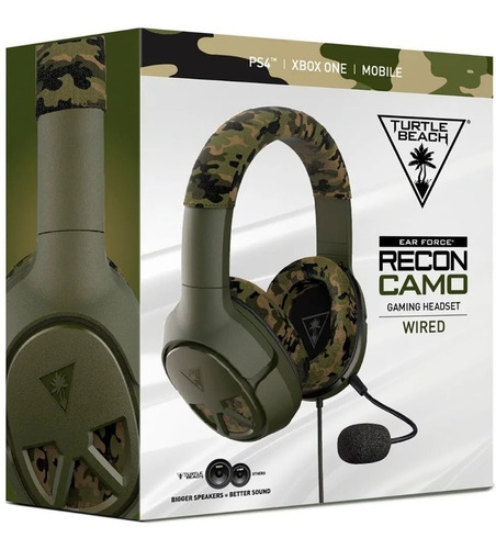  Headset Turtle Beach Ear Force Recon Camo Para Xbox One/ps4 Color Verde