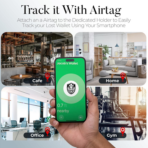 Cartera Inteligente Alpha Par Con Soporte Para Airtag Y Clip