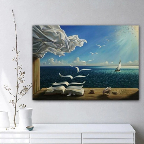 Imagen 1 de 10 de Cuadro-dali -the Waves Libro Velero-decorativo- Hd 120x90cm.