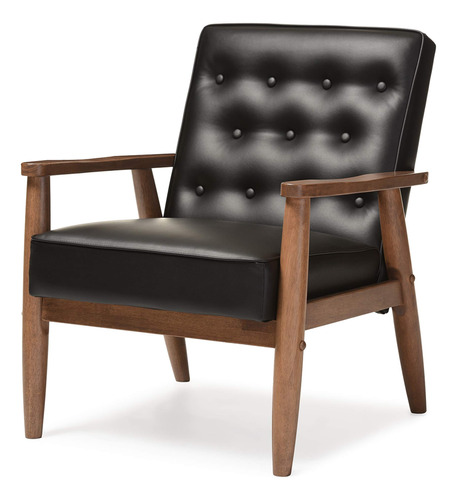 Silla Lounge Sorrento De Baxton Studio, Madera, Negro