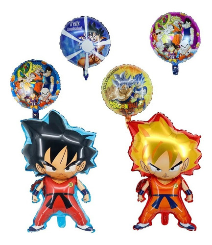 Set De 6 Globos Dragon Ball Z Metalizados Goku Dragonball