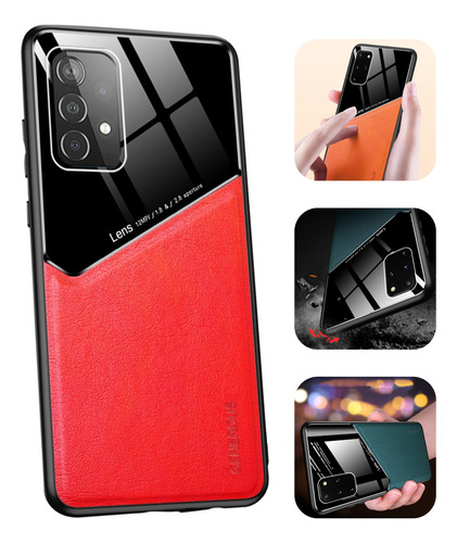Funda Para Galaxy A72 Con Mica Varios Modelos Antigolpes Rojo Leather Acrilic