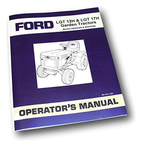 Ford Lgt 12h 17h Tractor Jardin Propietario Operador Manual