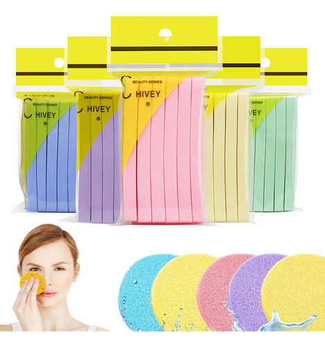 60 Esponjas Faciales Comprimidas,esponja De Fibra Degradable
