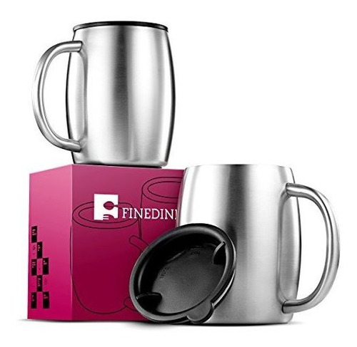 Finedine Double Wall 188 Tazas De Cafe De Acero Inoxidable