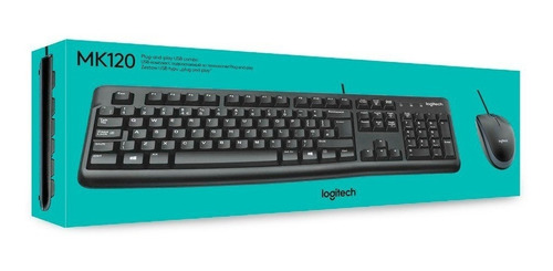 Kit de teclado y mouse Logitech MK120 Español de color negro