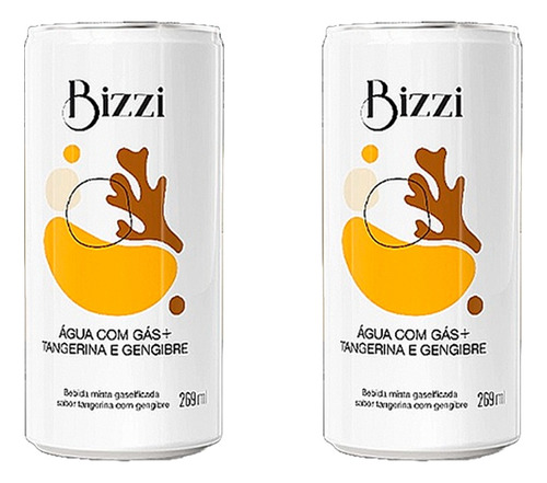 Kit 2x: Água Gaseificada Tangerina Com Gengibre Bizzi 269ml