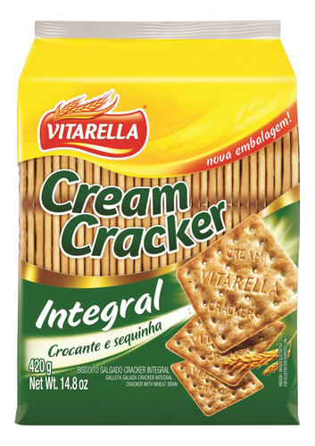 Biscoito Cream Cracker Integral Vitarella Pacote 420g