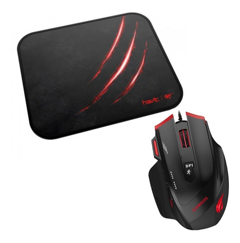 Kit Mouse Gamer 2400dpi 6 Contrapesos + Mousepad Havit