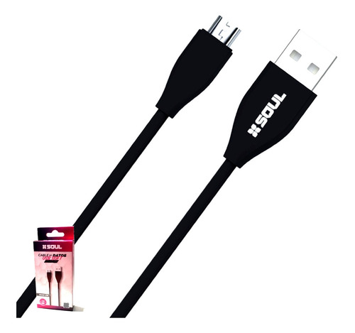 Cable De Datos Usb Soft Cable Usb- Micro Usb 1 Metro Soul Color Negro