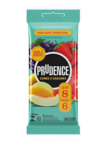 Camisinha Prudence Mix Cores E Sabores Com 8 Preservativos