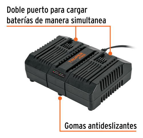 Combo Cargador Dual Con 2 Baterías De 2ah, 20v, Truper Pro