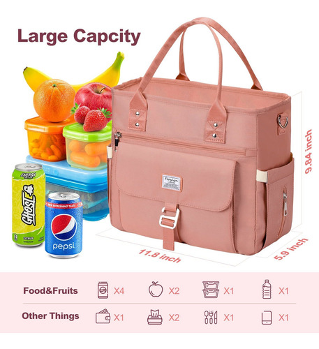 Lunch For Dama Pink Designer Insulated Tote Bag With Box