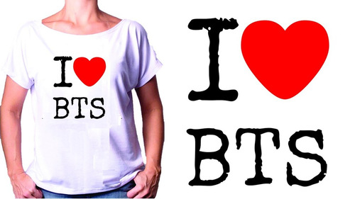 Camisetas Gola Canoa Música Kpop Bangtan Boys I Love Bts Fã