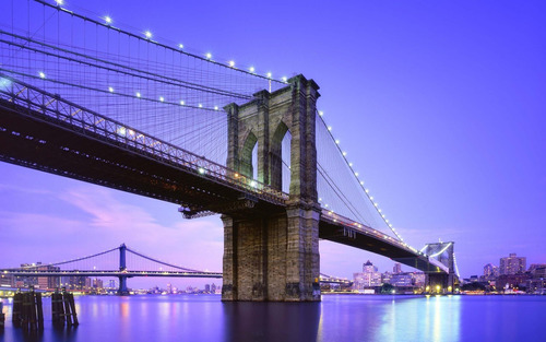 Vinilo Decorativo 60x90cm Puente Brooklyn Bridge Ny M3