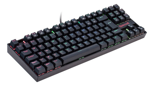 Teclado Gamer Redragon Kumara K552 Qwerty Español Latinoamérica Color Negro Con Luz Rgb Negro Español Latinoamérica