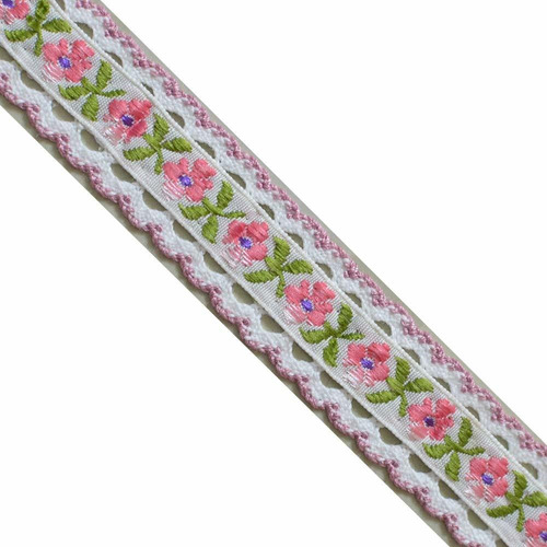 Le 1031 Hoja Oliva Floral Color Rosa Jacquard Blanco In