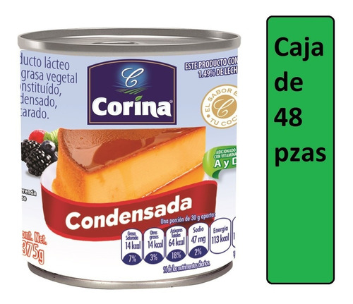 Caja Leche Condensada Corina Con Tapa  Abre-fácil  48/375gr 