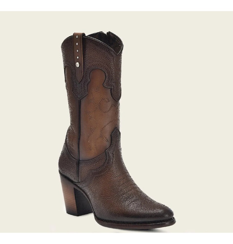 Bota Cuadra Para Dama Piel De Genuina Estilo Western