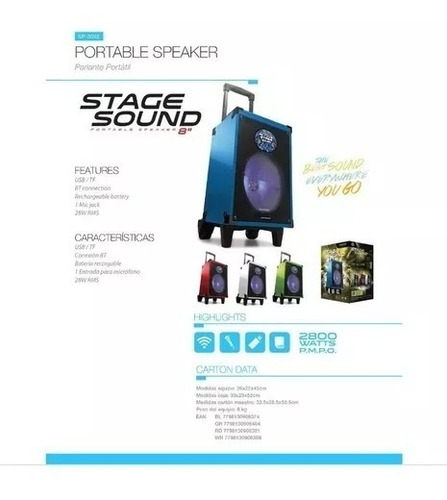Panacom Sp3092 Parlante Bafle 45w Sd/usb Bt- Bat.rec.