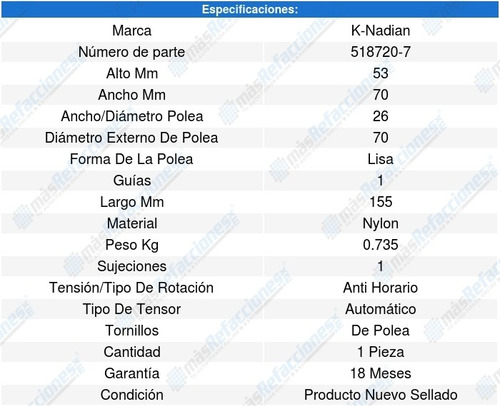 Tensor Accesorios Durango 8cil 5.7l 95-01 K-nadian 8582826