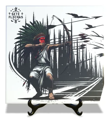 comprar Quadro Azulejo Exu 7 Flechas Tamanho 15x15cm Com Suporte
