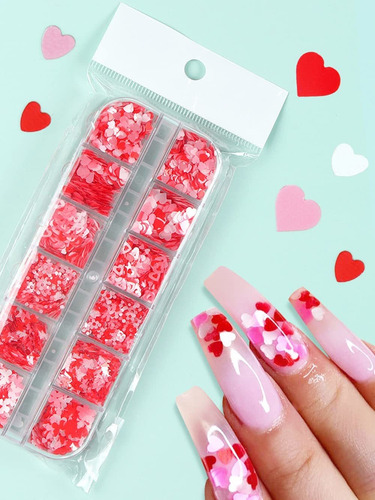 Corazón Nail Art Stickers Calcomanías 3d Corazón Nail Glitte