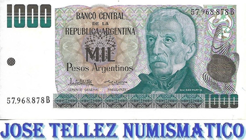 Bottero 2632a 1000 Pesos Argentinos Serie B Unc Palermo