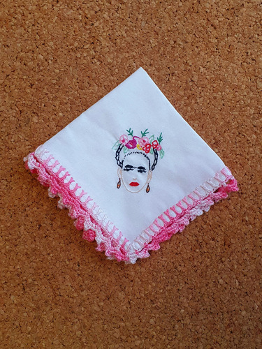 Lenço De Bolso Bordado Frida Kahlo 