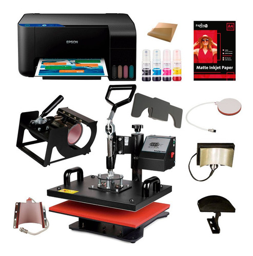 Maquina Estampar Sublimar 8en1 38x38+ Epson A4 + Tinta Papel Para Sublimar Estampar Remeras Tazas Gorras Celulares Plato