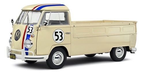 Miniatura Volkswagen Kombi T1 Pick-up Tributo Herbie 53 1950 Bege 1:18 Solido