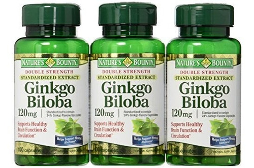 Ginkgo Biloba 120 Mgnature's Bounty- 100 Tabletas Pack De 3