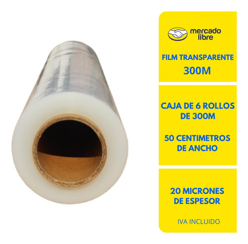 Film Stretch Plastico Transparente 6 Rollos 300 Metros