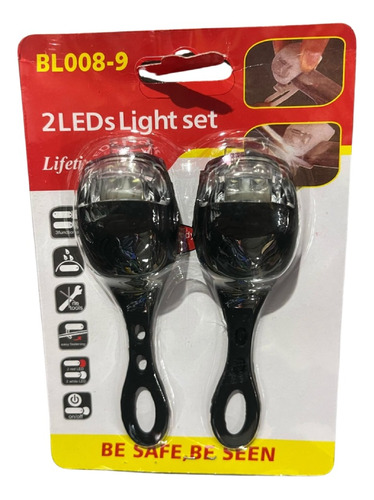 Pack 2 Luces Led Bicicleta Silicona De Pila