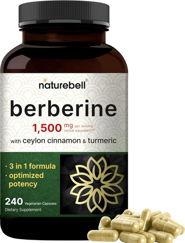 Berberina Berberine + Canela Ceylan 1500mg 240 Capsulas