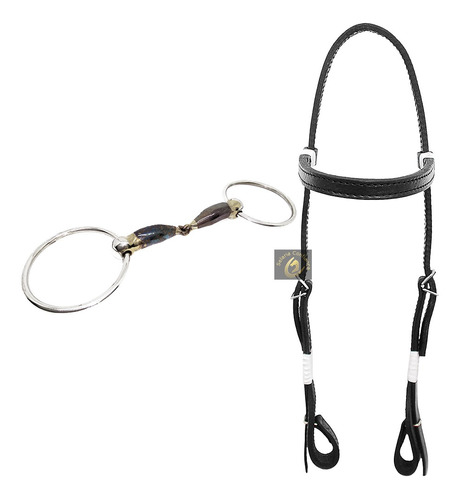 Conjunto Cavalgada Cabeçada Couro Bridao Inox Para Cavalo