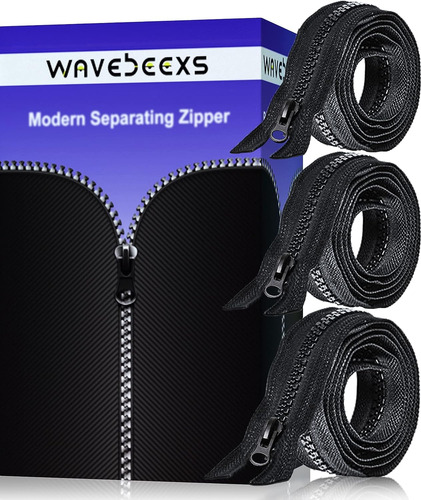 Cremalleras Wavebeexs Wave-211109 Negro - 66.04cm 3 Unidades
