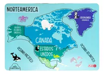 Comprar Rompecabezas Madera Encastre Mapa Norteamerica 6 Pzas