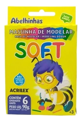 Massinha De Modelar 90g C/ 6 Cores Soft Base Amido Acrilex