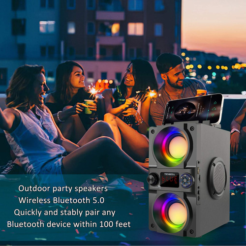 Altavoz Bluetooth 40 W, Portátil Con Luces Y Subwoofer