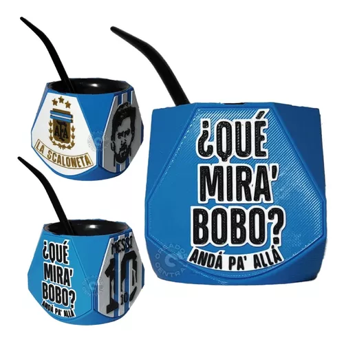 Termo Para Yerba Mate / Termo Yerba Mate Negro / Termo Para Yerba Mate  Argentina 3 Estrellas Messi Y Maradona 