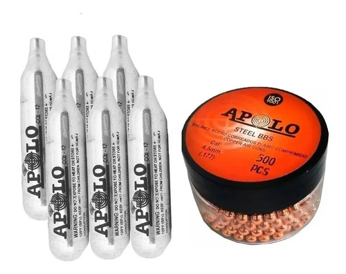 Combo Garrafas Crosman Co2 X6 12gr Con 500 Balines Bs 4,5 Mm