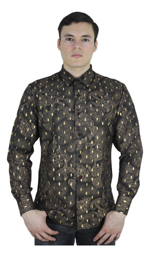 Camisa Estampada Vassari By Barabas 2vs139 Slim Fit Manga L