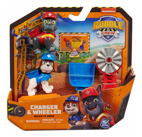 2 Bonecos Charger E Wheeler - Patrulha Canina Rubble & Crew