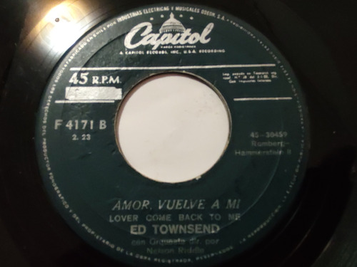 Vinilo Single De Ed Townsend Amor Vuelve A Mi (b157