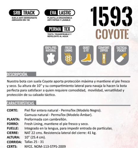 Botas Tacticas Militares Duty Gear Elite 9 Coyote Uso Rudo