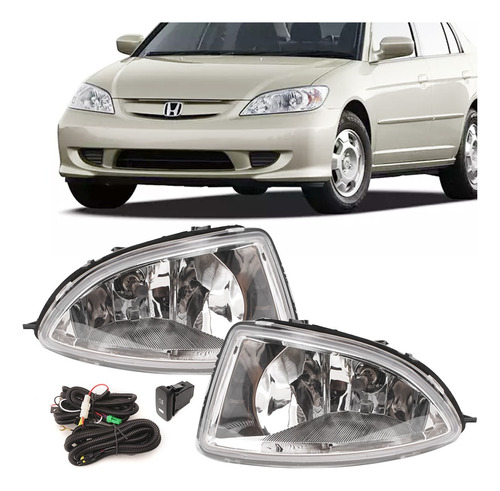 Faros Niebla Honda Civic 2004 2005 Kit Calidad Original 